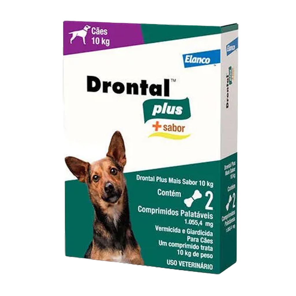 Drontal Plus para Cães Elanco até 10 kg 2 Comprimidos