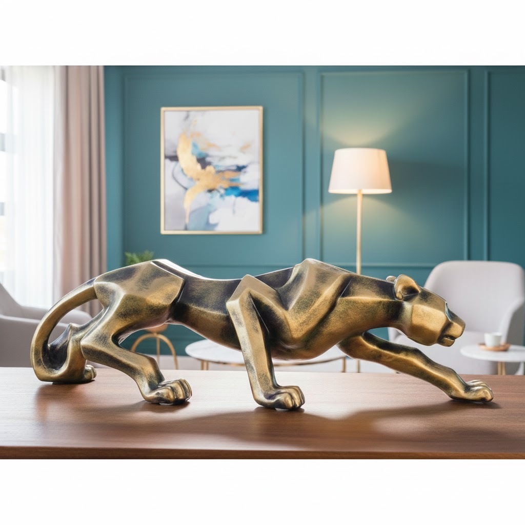 Pantera Ataque G  Envelhecida 65CM Decoração Peça de Luxo Sala Escritório Feita No Brasil em Oferta na Shopee