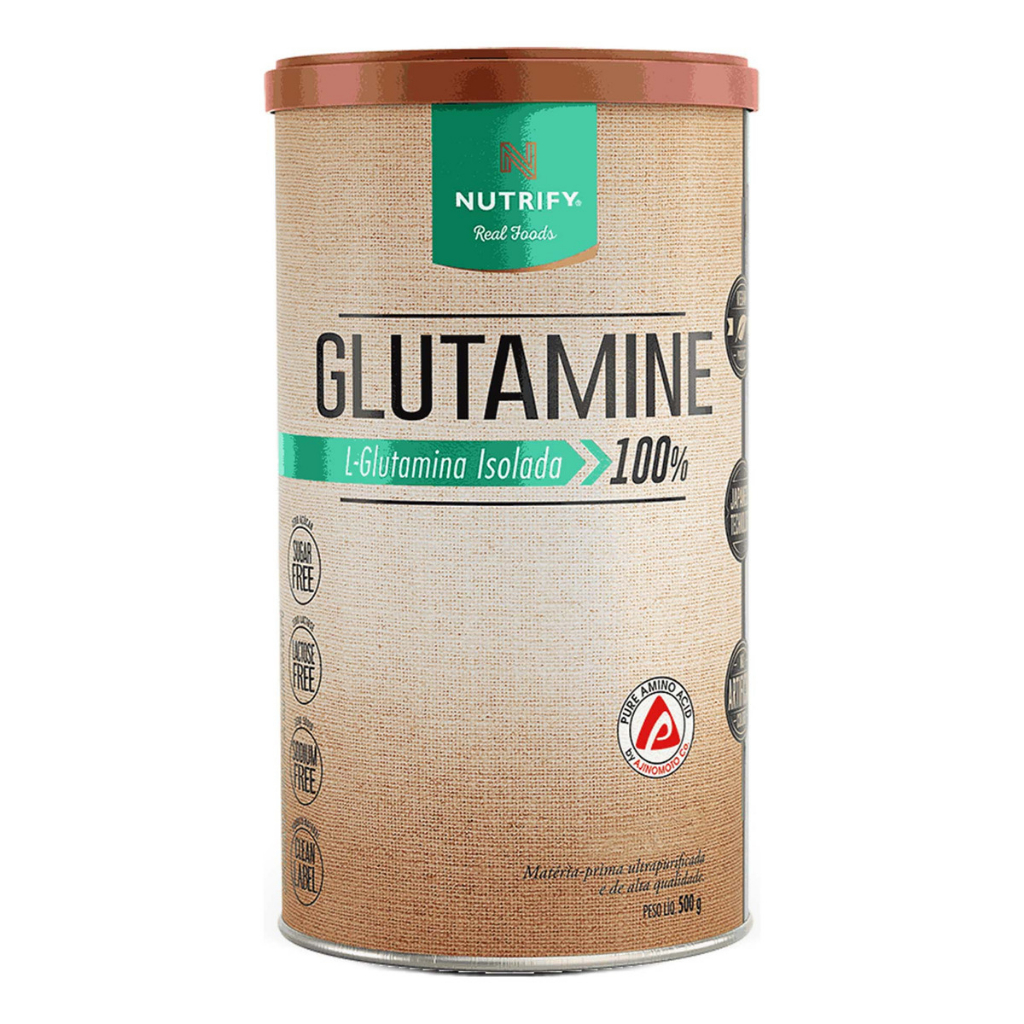 L-glutamina Isolada 100% Sem Sabor 500g Nutrify Neutro