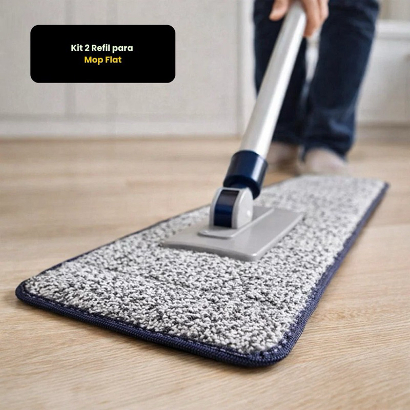 Kit de 2 Refil para Mop Flat Esfregão Lava e Seca Clean Tech Tecido de Microfibra Lavável