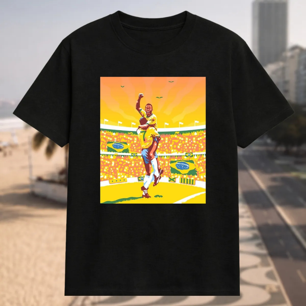 Camisa Camiseta Unissex Pelé Brasil Copa do Mundo Campeão 1970 Futebol Estádio Algodão