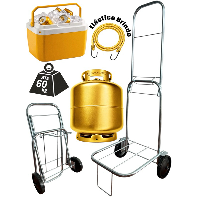 CARRINHO MALEIRO DOBRÁVEL BAGAGEM ZINCADO COMPRAS COOLER BOTIJÃO ATÉ 50 KG NÃO ACOMPANHA COOLER
