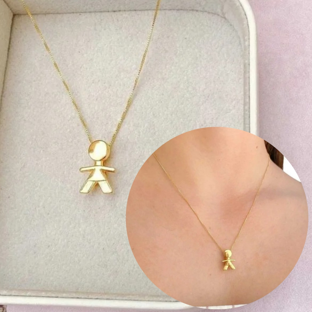 [SEMI JOIA] Colar Filho Menino Robusto Anti Alérgico Banhado Ouro 18k  Presente Dia das Mães