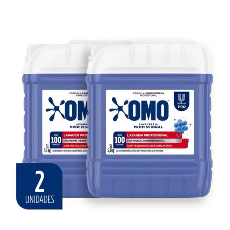 Kit 2 Unidades Lava Roupas Lavanderia Pro Omo 5L