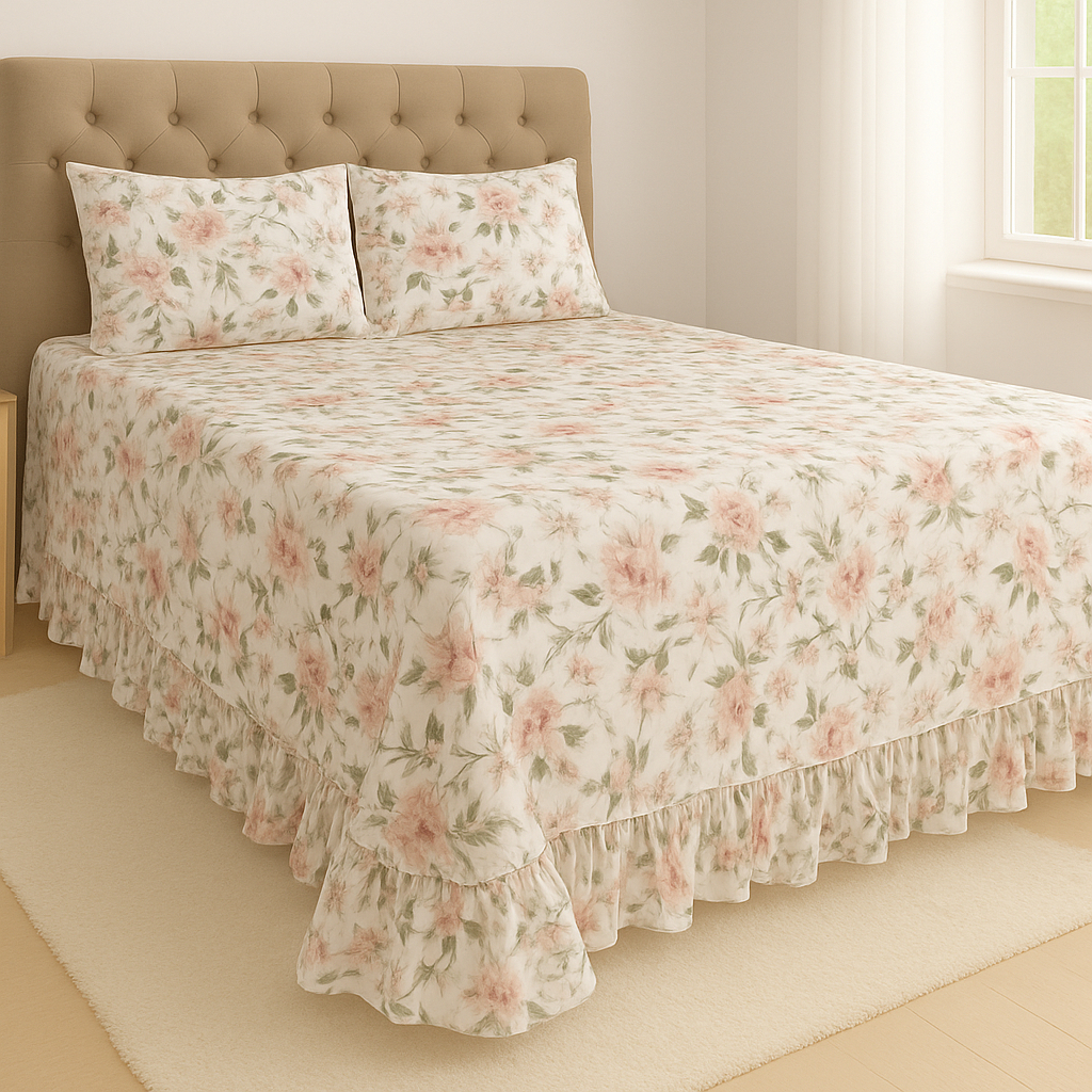 Jogo de Cama Cobre Leito Helena 3 Peças Toque de Algodão