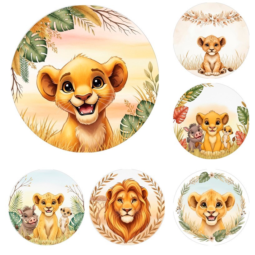 PAINEL REDONDO REI LEÃO EM TECIDO ALTA QUALIDADE VARIOS MODELOS TAMANHOS 50X50CM E 150X150CM em Oferta na Shopee