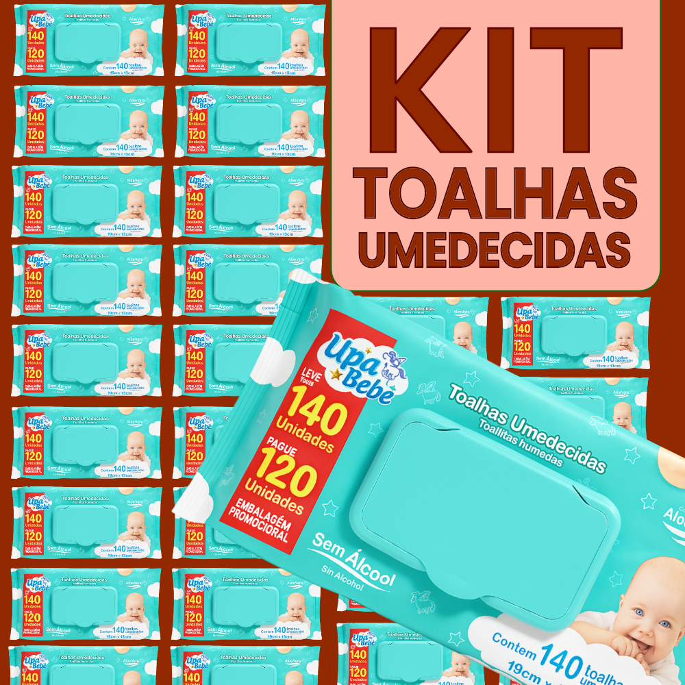 Kit Pacotes Toalhas Umedecidas Upa Bebe Com 140 Cada  Lenço Sem Alcool