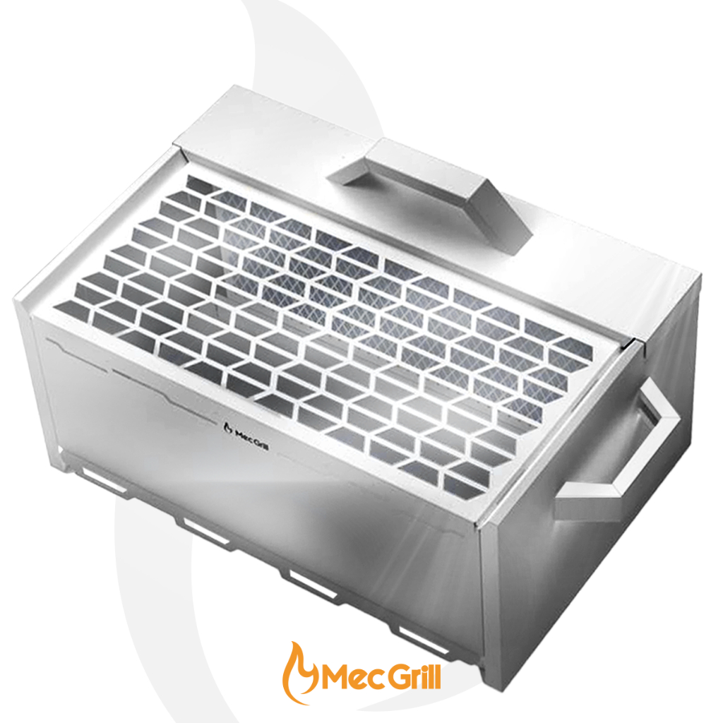 Churrasqueira Ecológica Aço Inox A Carvão para Apartamento Sem Fumaça Ecolong 45x30cm Mec Grill em Oferta na Shopee