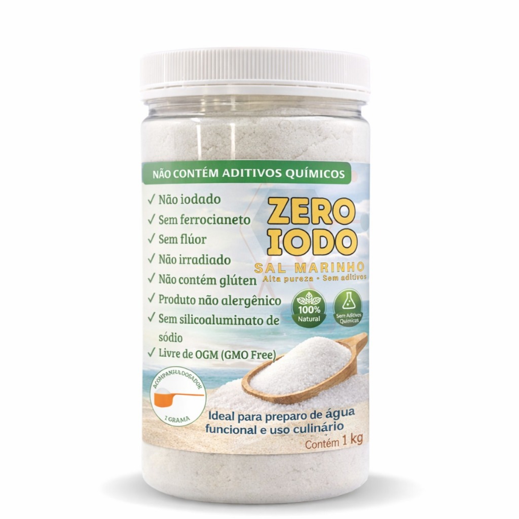 Sal Marinho Puro Moído Sem Iodo 1Kg 100% Natural