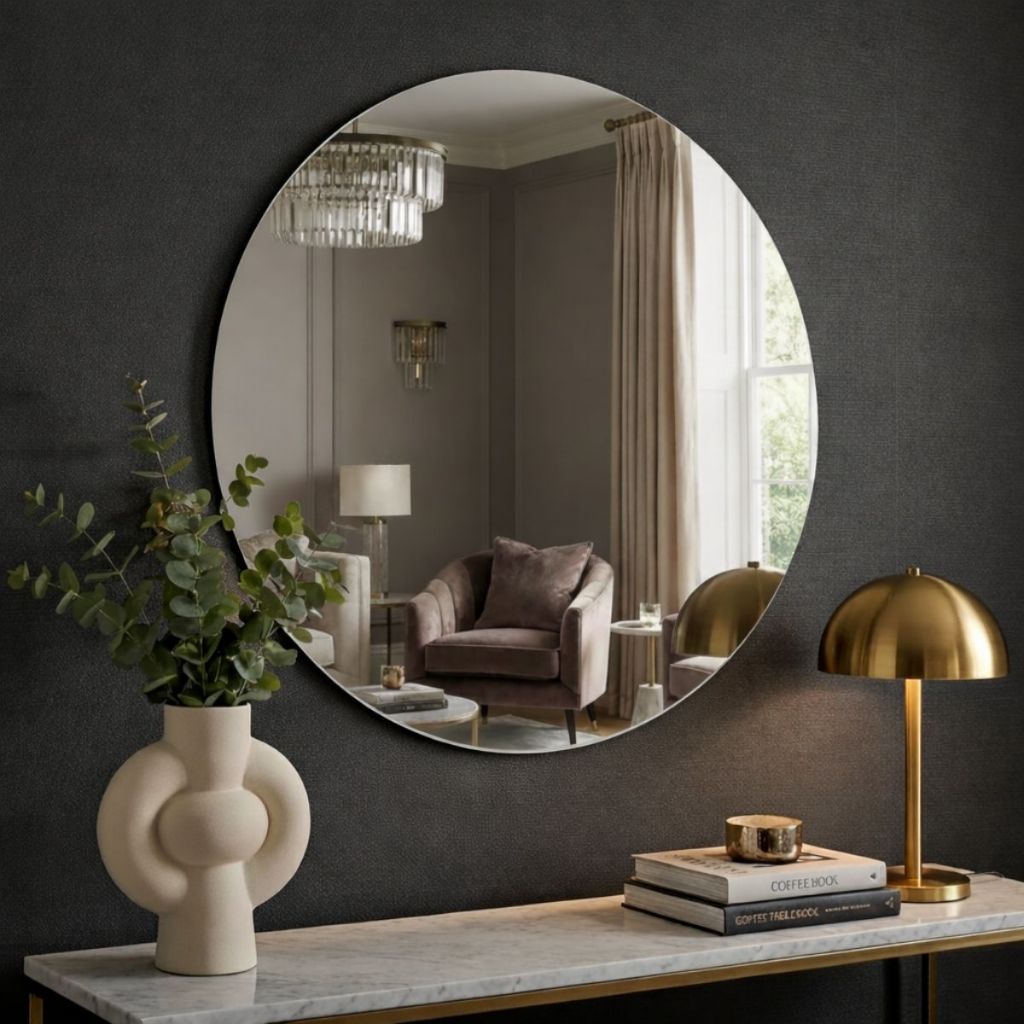 Espelho Redondo vidro Lapidado 60x60 cm em Oferta na Shopee