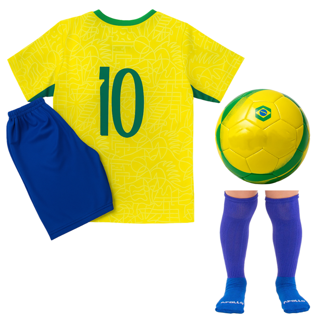 Conjunto Infantil Futebol Camisa Short Meião Bola Copa do Mundo