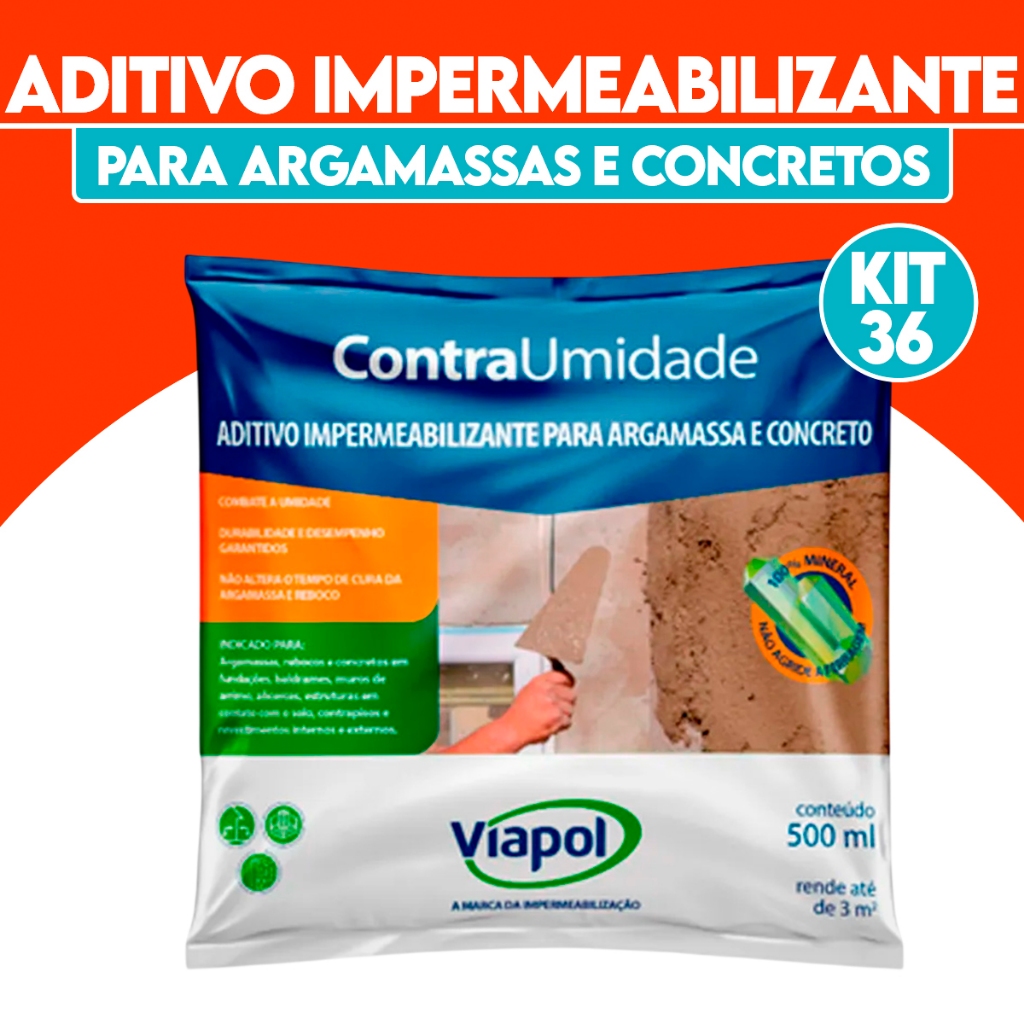 Aditivo Impermeabilizante Contra Umidade Viapol 500ml - 36 Unidades