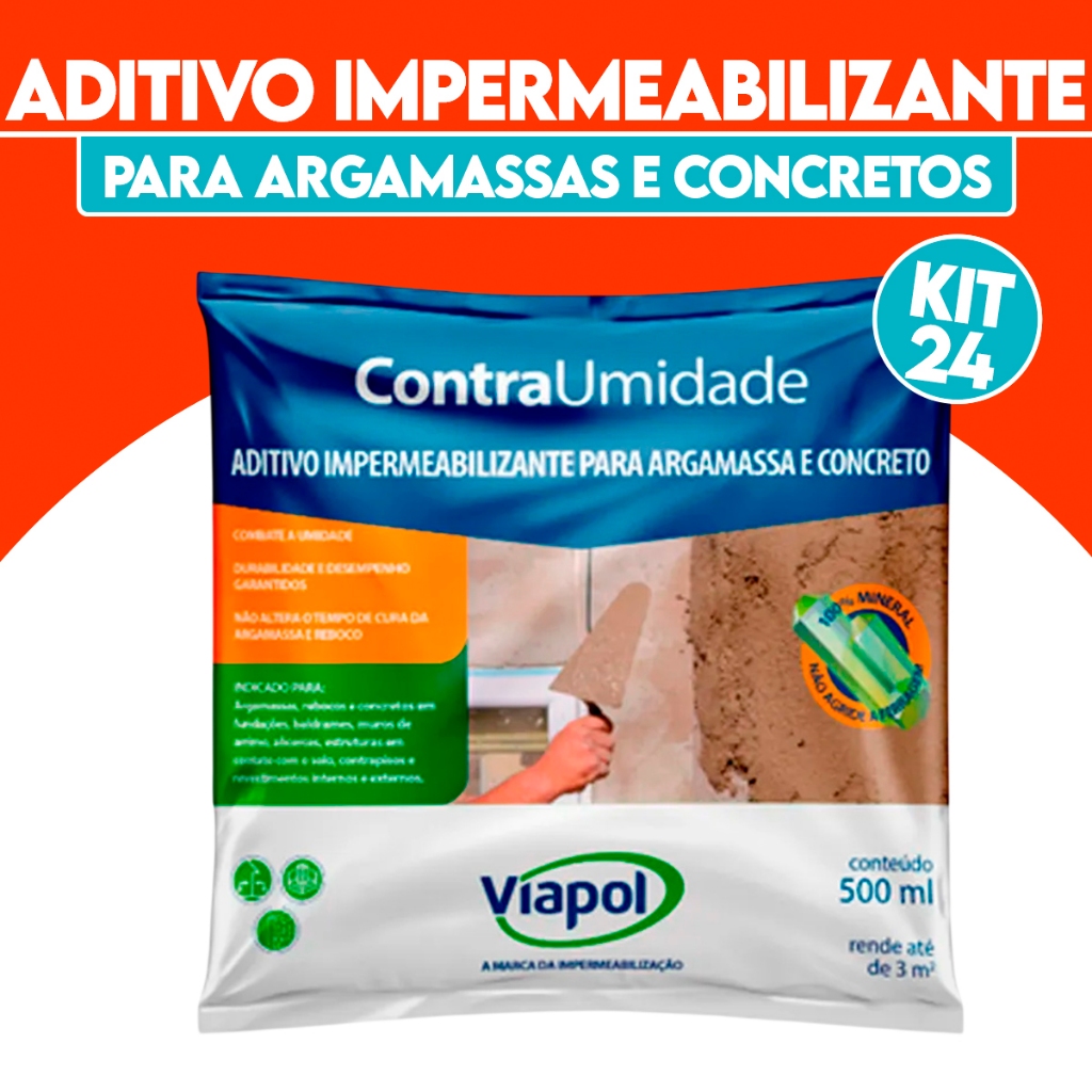 Impermeabilizante de Argamassas e Concretos Aditivo Contra Umidade Viapol 500ml 24 Und