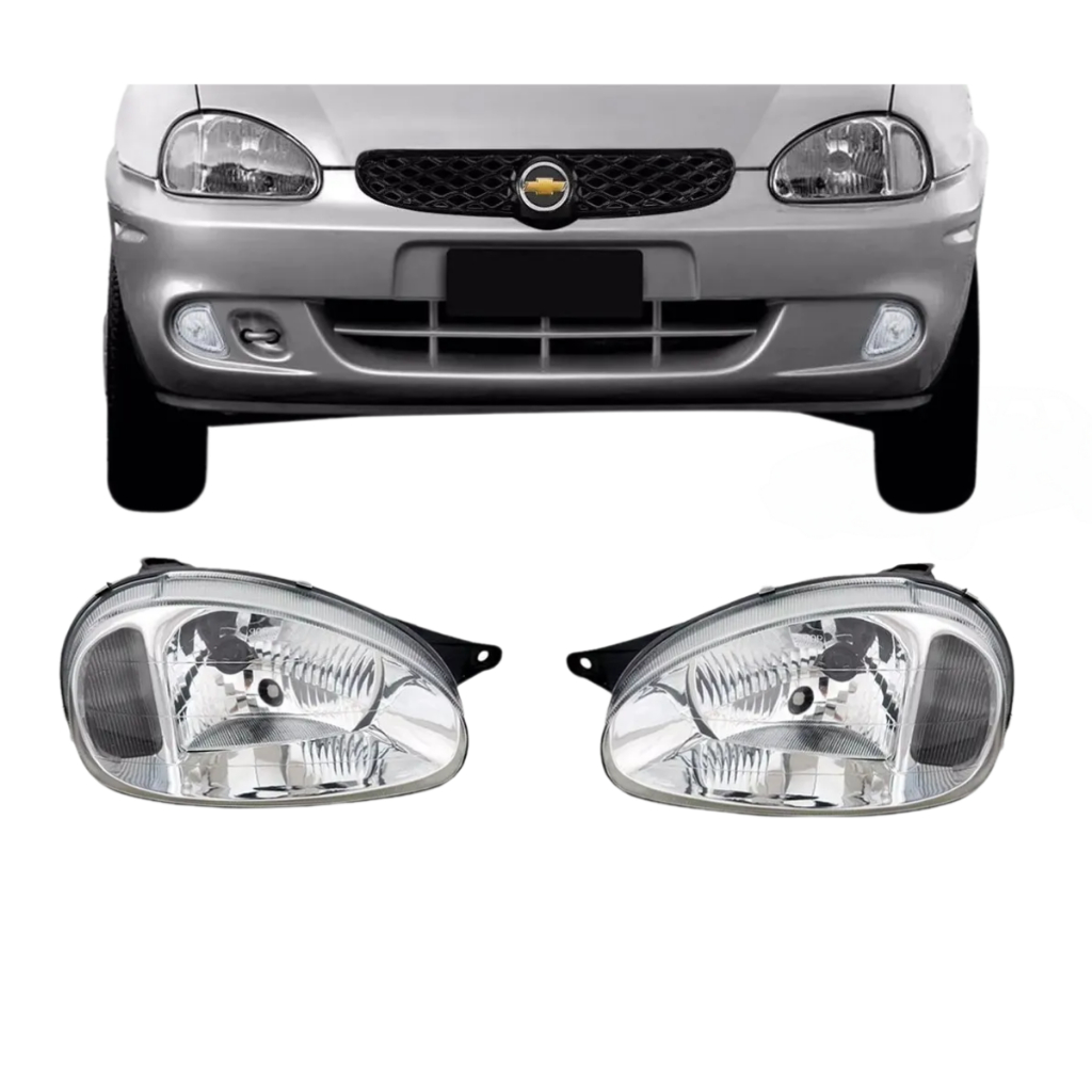 Farol Corsa Mascara Negra 2000 2004 2005 2006 2007 Até 2010 Lente de vidro