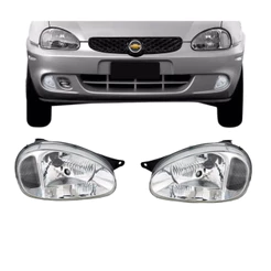 Farol Corsa Mascara Negra 2000 2004 2005 2006 2007 Até 2010 Lente de vidro