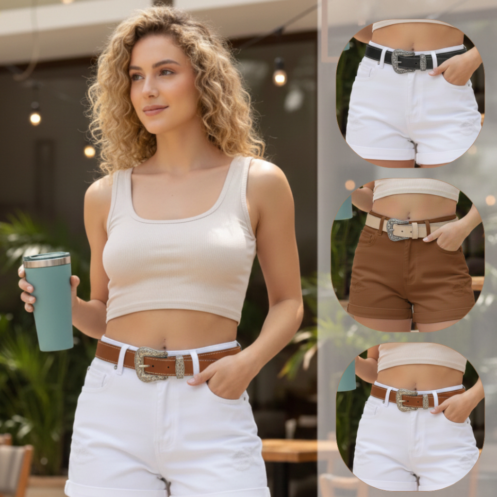 Cinto Feminino Elegante Fivela de Metal Moda Tendencia Country - Bibi em Oferta na Shopee