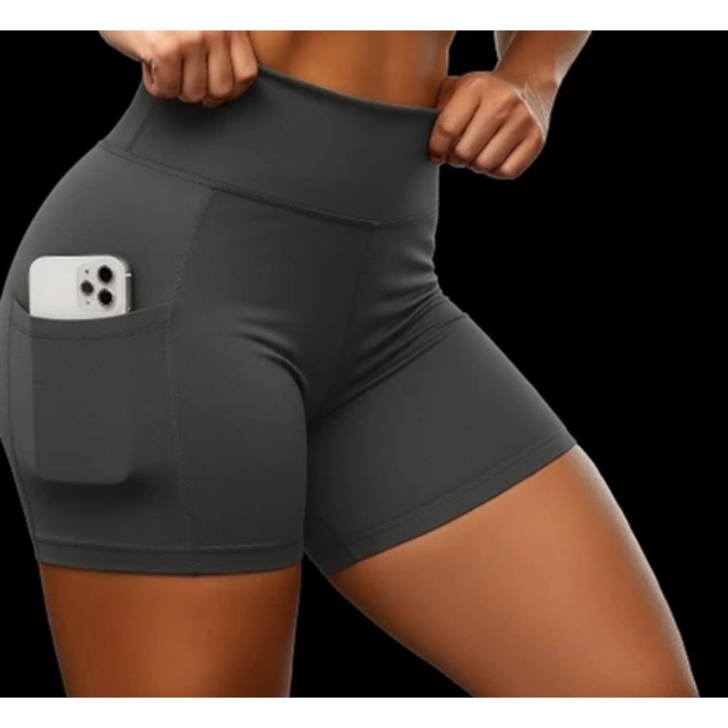 Short Legging com BOLSO fitness levanta bumbum modeladora poliamida ideal para Academia pilates e ginastica