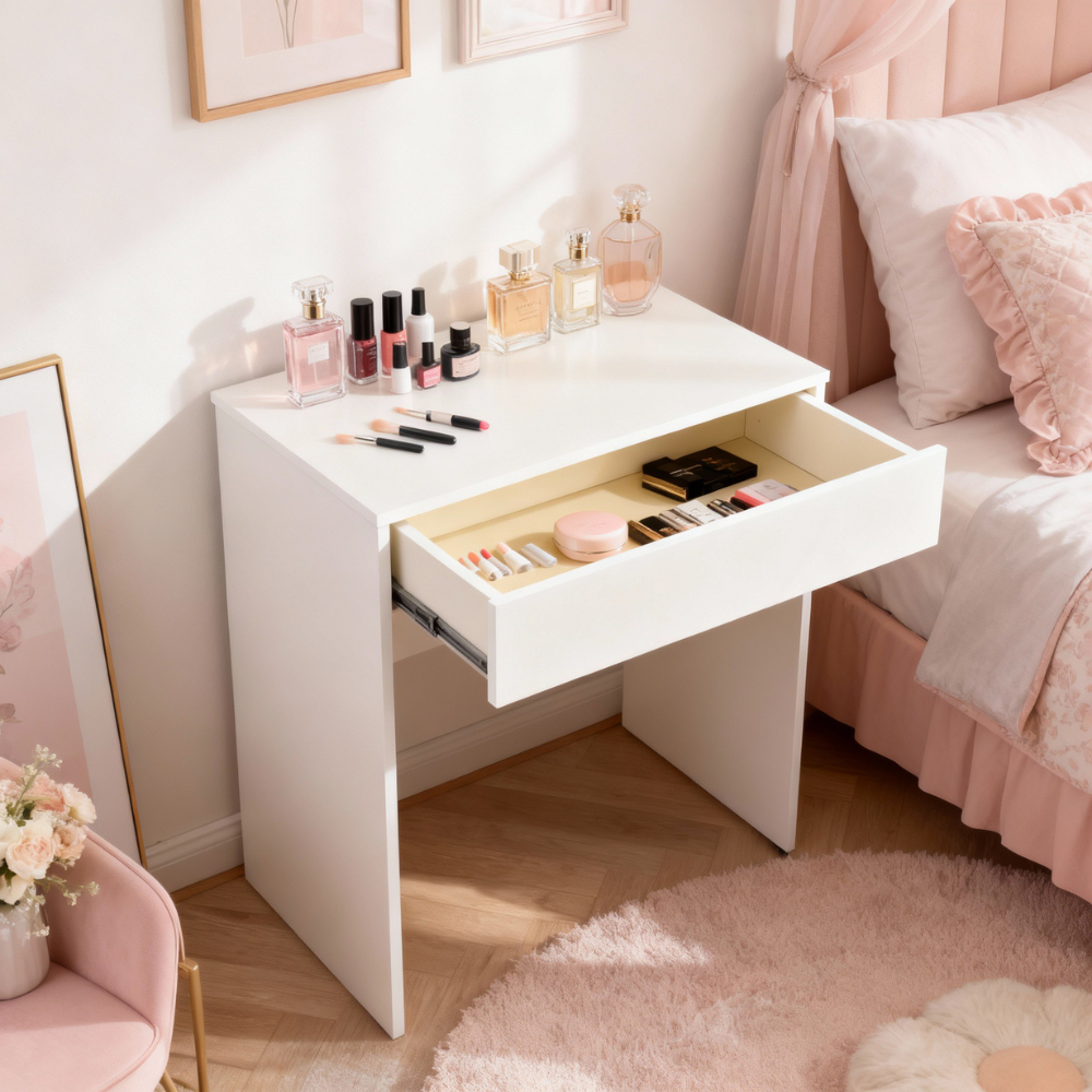 Escrivaninha Mesa 70cm Com Gaveta Branco MDF Home Office Escritório Notebook Computador Compacta