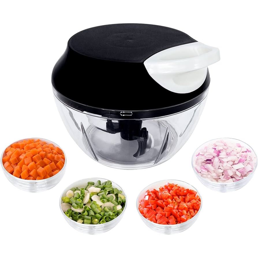 Mini Processador de alimentos triturador Manual Linha Cook 2 Laminas 170ml - Preto