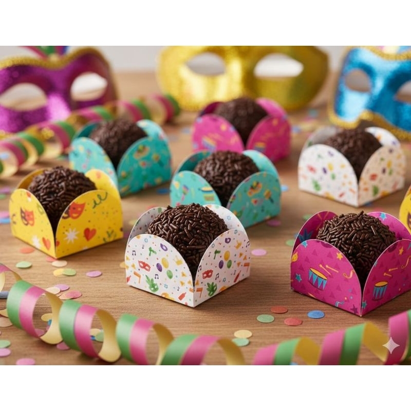 Forminhas para Docinhos 4 pétalas Carnaval - Festa Carnaval em Oferta na Shopee
