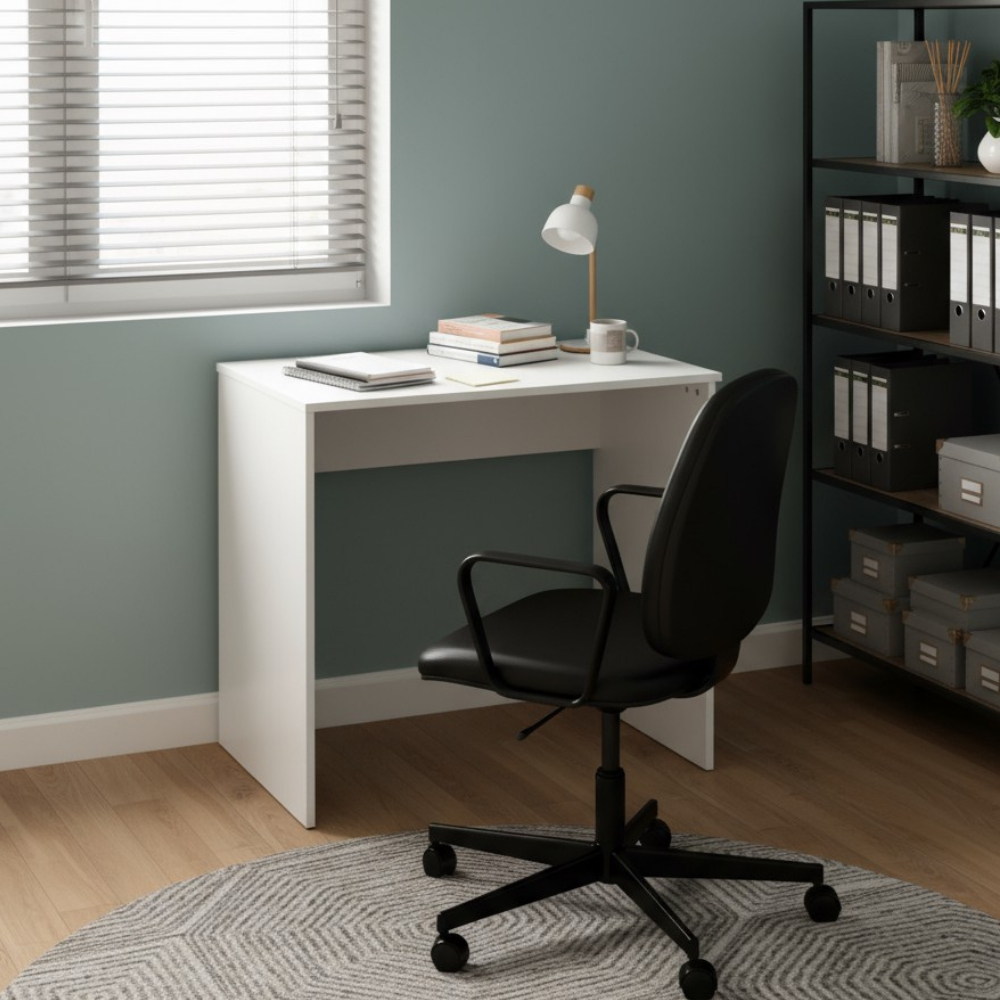 Escrivaninha Mesa 70cm Sem Gaveta Branco MDF Home Office Escritório Notebook Computador Compacta