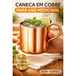 Caneca em Cobre Moscow Mule PARA USO MEDICINAL(SEM VERNIZ) em Oferta na Shopee
