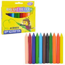 Big Giz de Cera Acrilex  12 Cores | Atóxico Infantil Escolar