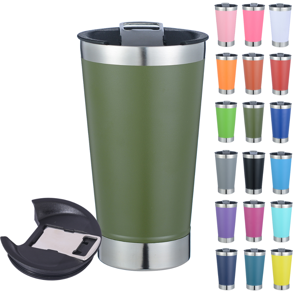 Copo Térmico com Tampa E Abridor 473ml Cerveja Café Inox Beer Cup Gelada