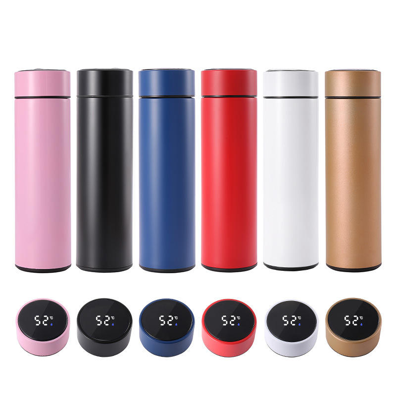 Garrafa Térmica 500ML Inox Inteligente Com Medidor De Temperatura Ideal Para Viagens Escritório
