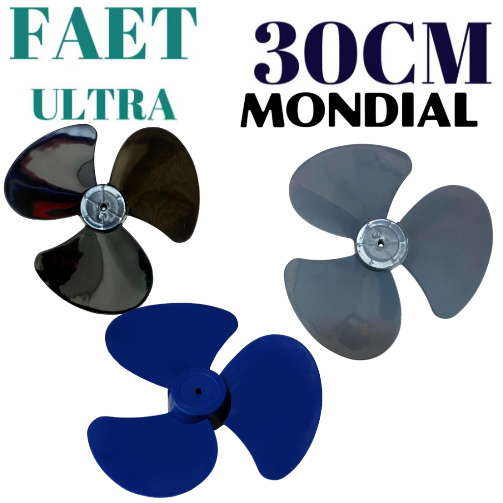 Hélice para Ventilador 30cm 3 Pás Mondial Ultra Faet Cinza Preto Azul