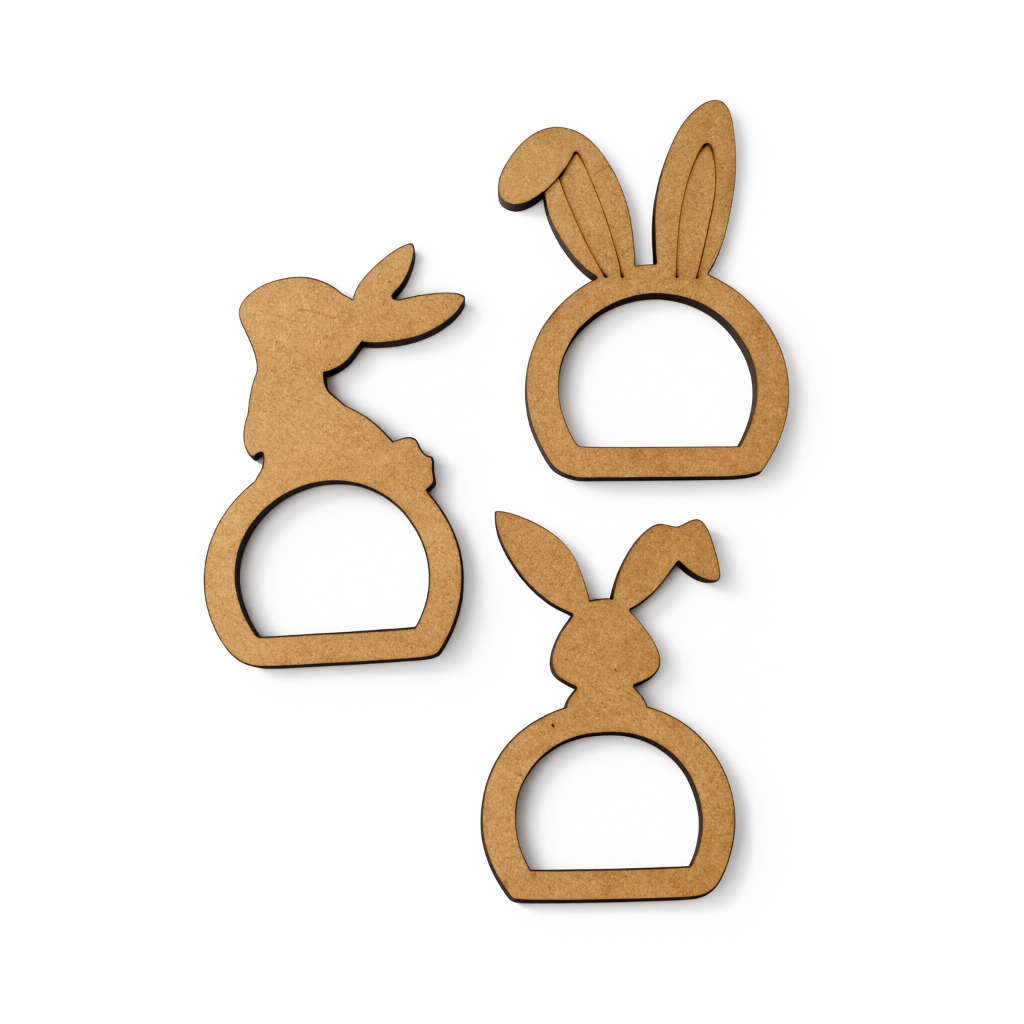 KIT Porta Guardanapo Coelho Páscoa em MDF Cru 3mm –  mesa posta, decoração mesa, guardanapo argola, páscoa, mdf cru