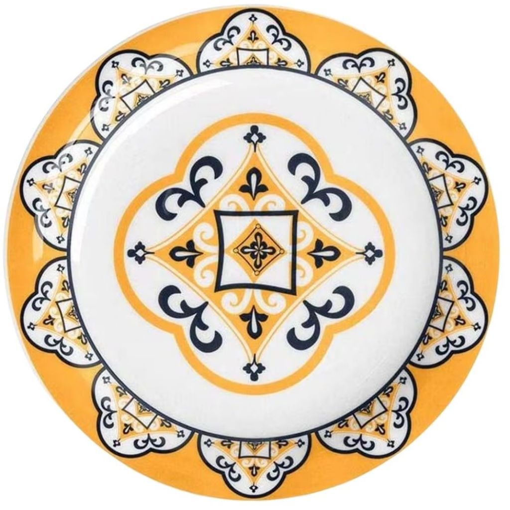 Imagem Prato de Parede Decorativo Cerâmica Mandala Acompanha Suporte Diamêtro 20cm