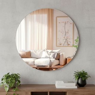 Espelho De Parede Redondo  De vidro 60X60 CM Moderno Lapidado SALA ESCRITORIO HALL QUARTO em Oferta na Shopee