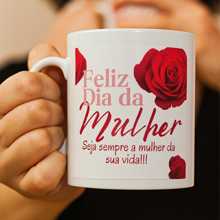 Feliz dia da mulher 10 canecas plastico decor flores vermelha feminina presente mimo cliente evento em Oferta na Shopee