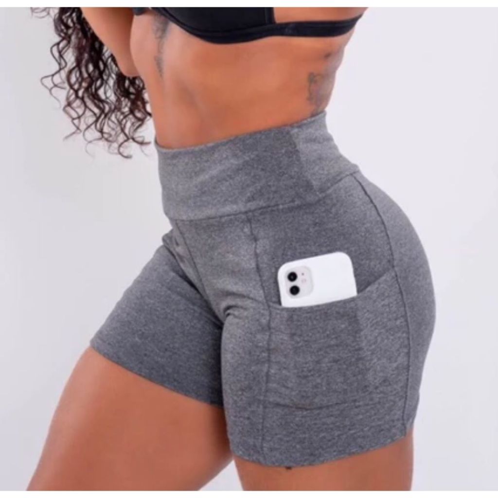 Short Legging com BOLSO fitness levanta bumbum modeladora poliamida ideal para Academia pilates e ginastica