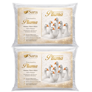 Kit 1 a 10 Travesseiro Pluma de Ganso Descanso Antiacaro 70x50cm em Oferta na Shopee