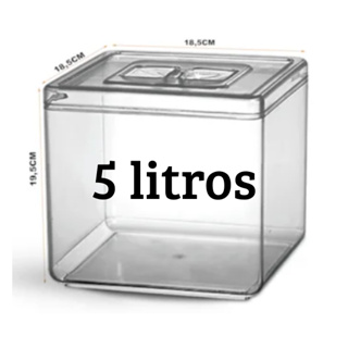 Pote Acrílico Quadrado Com Tampa - 5 Litros (USADO EM BOM ESTADO) em Oferta na Shopee