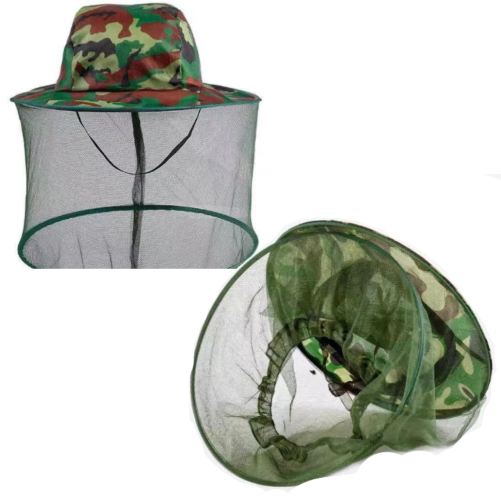 Chapeu Pesca Apicultor Protecao Abelha Mosquito Camping Camuflado em Oferta na Shopee