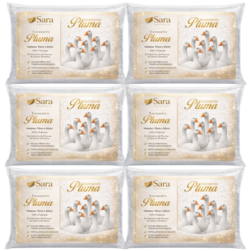 Kit 1 a 10 Travesseiro Pluma de Ganso Toque Macio Descanso Antiacaro 70x50cm Luxuoso em Oferta na Shopee