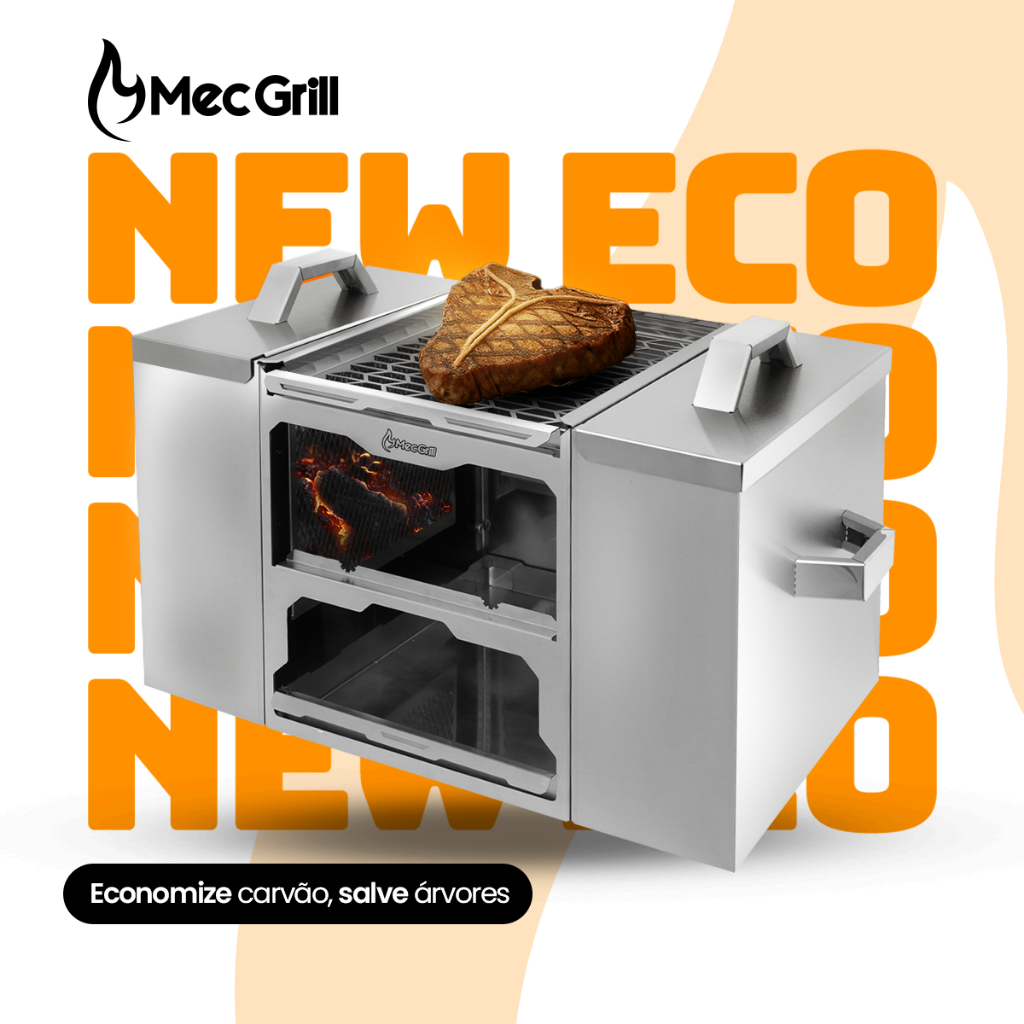 Churrasqueira Aço Inox Ecológica A Carvão Para Apartamento Sem Fumaça New Eco 50x40cm Mec Grill em Oferta na Shopee