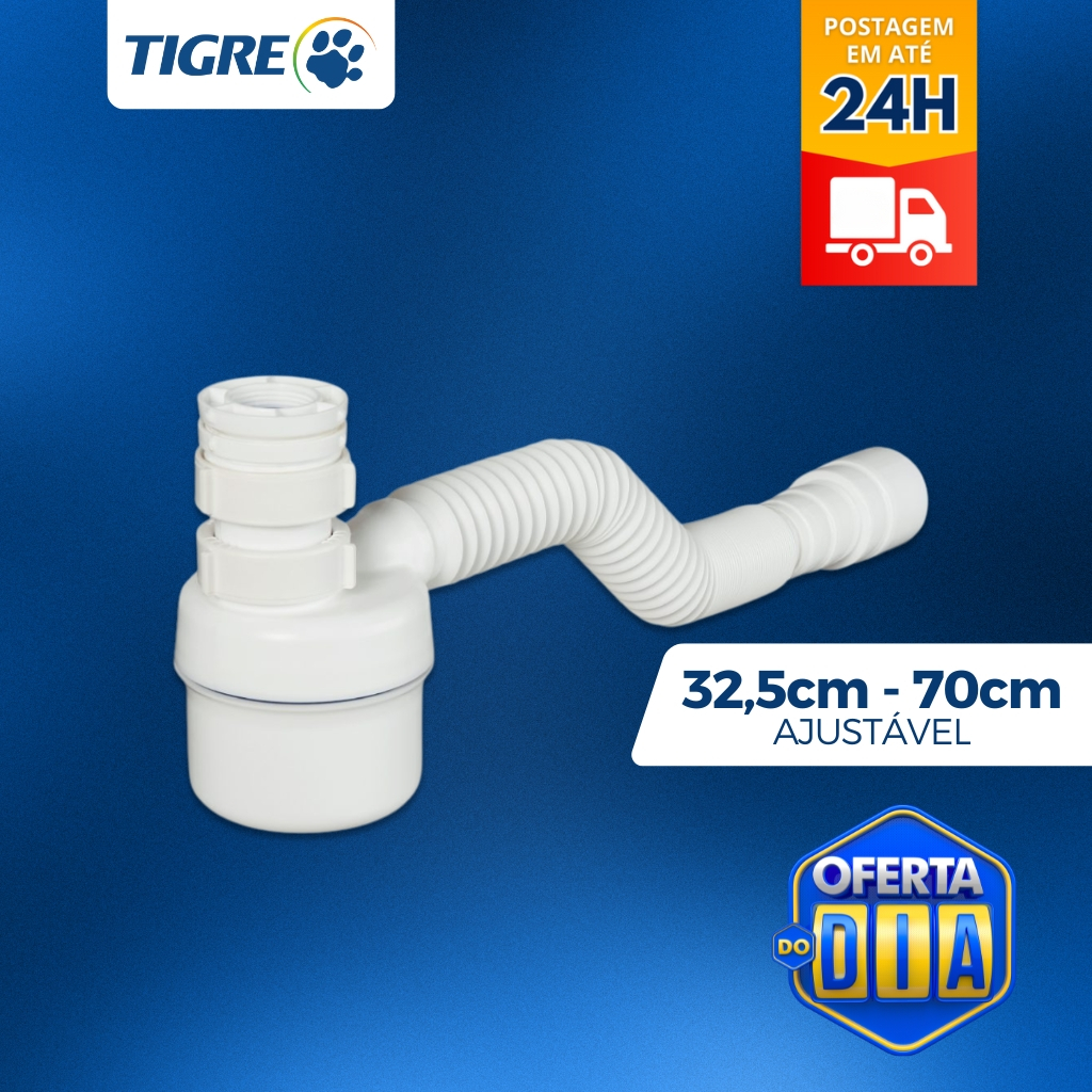 Sifão Ajustável Com Copo Universal Tigre Multiuso Sifao Sanfonado Extensível Para Pia, Lavatório em Oferta na Shopee