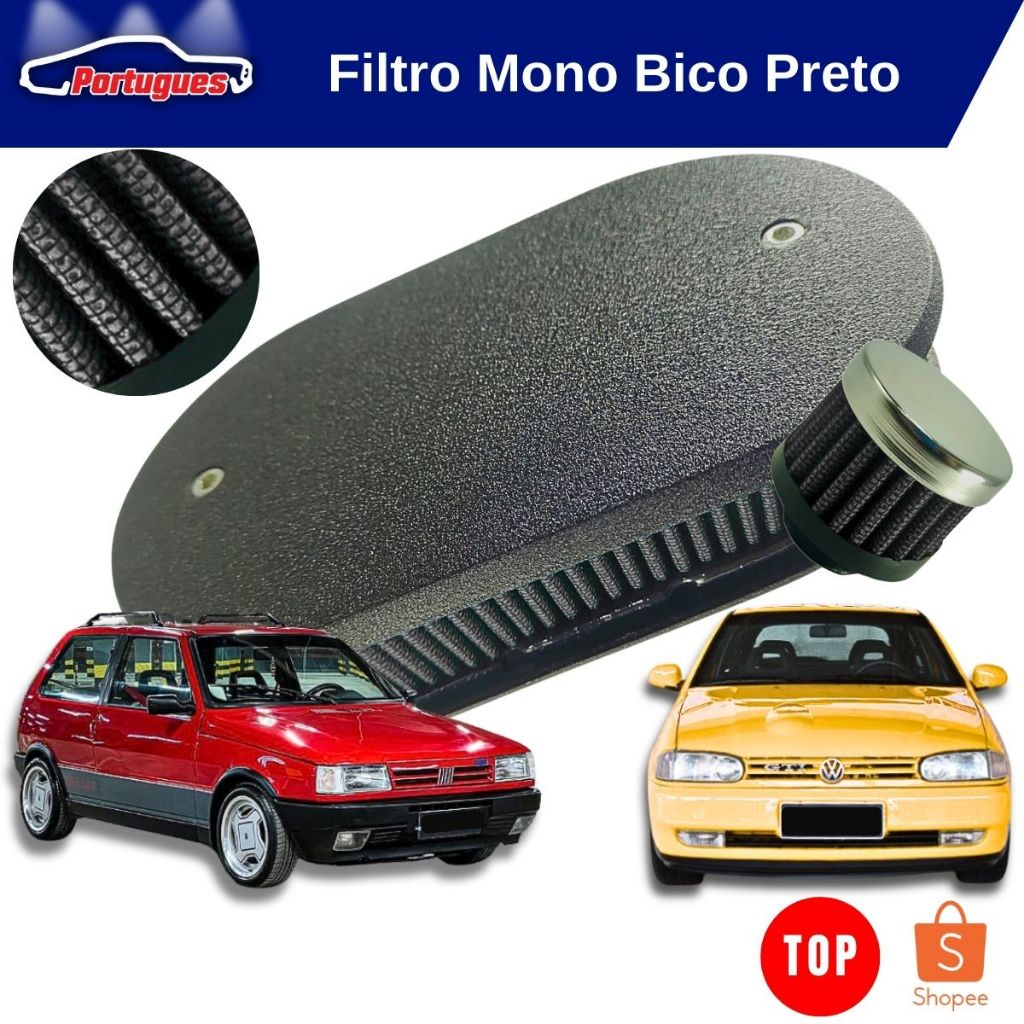 Filtro De Ar Esportivo Injeção 1 Bico Mono Ponto Uno Gol Preto