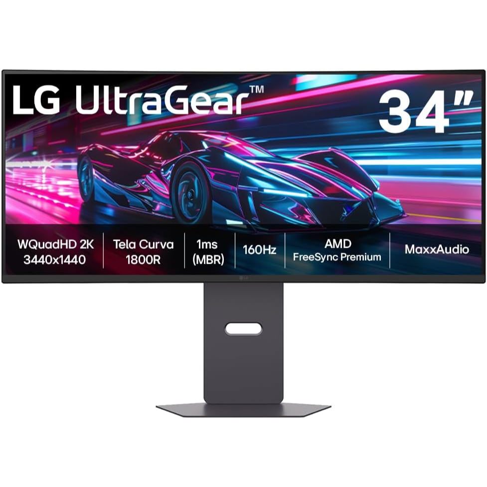 Monitor Gamer LG UltraGear™ Curvo 34G600A-B 34" QuadHD 2K, UltraWide 1800R, 160Hz, 1ms (MBR), AMD FreeSync™ Premium, HDR em Oferta na Shopee
