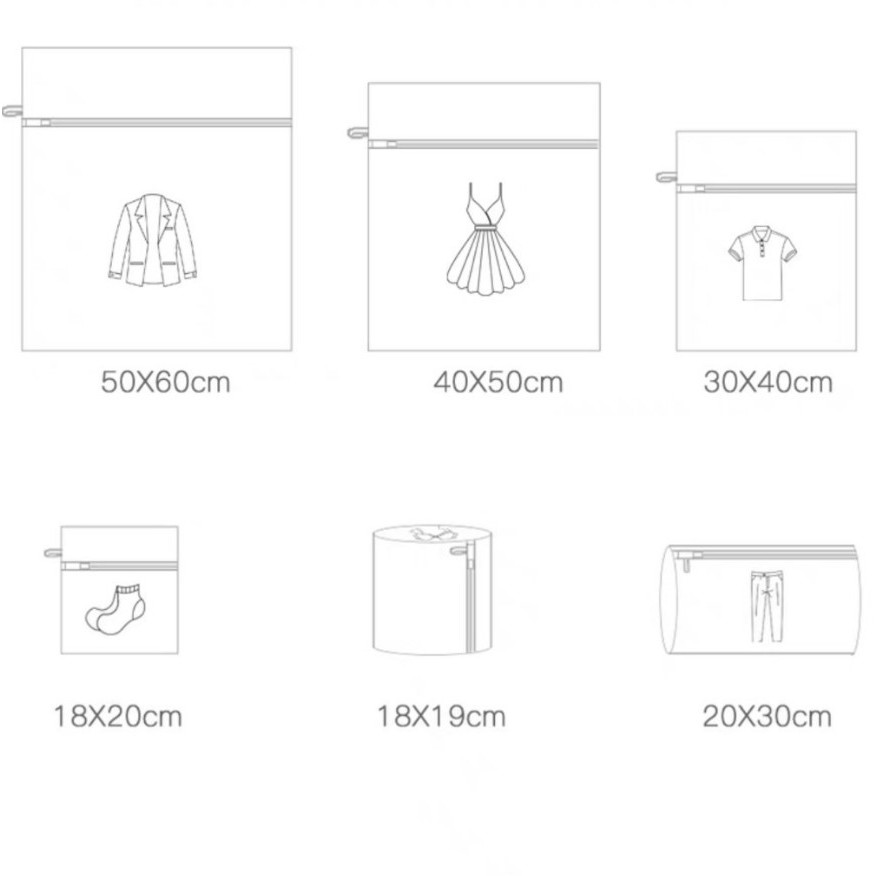 Detalhes do Kit 6 Sacos Protetores Para Lavar Roupas Delicadas Com Zíper - Saco de Lavagem Máquina Lingerie Sutiã Roupa de Bebê Anti