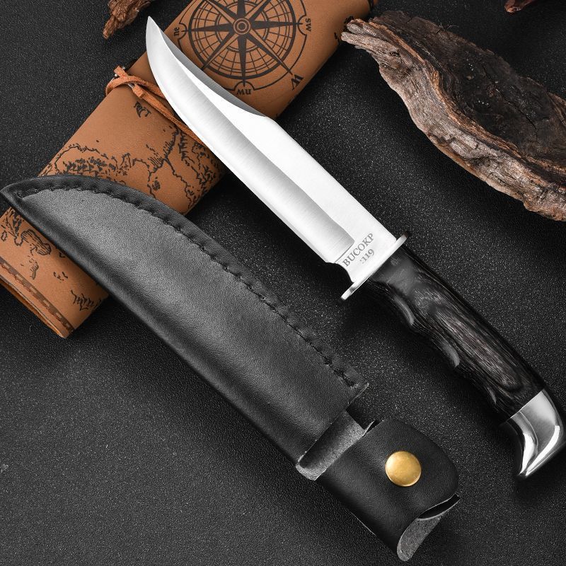 Faca De Frutas Churrasco Com Bainha Aço Inox Cozinha Caça Corte  Desossar Camping Chefe Preto