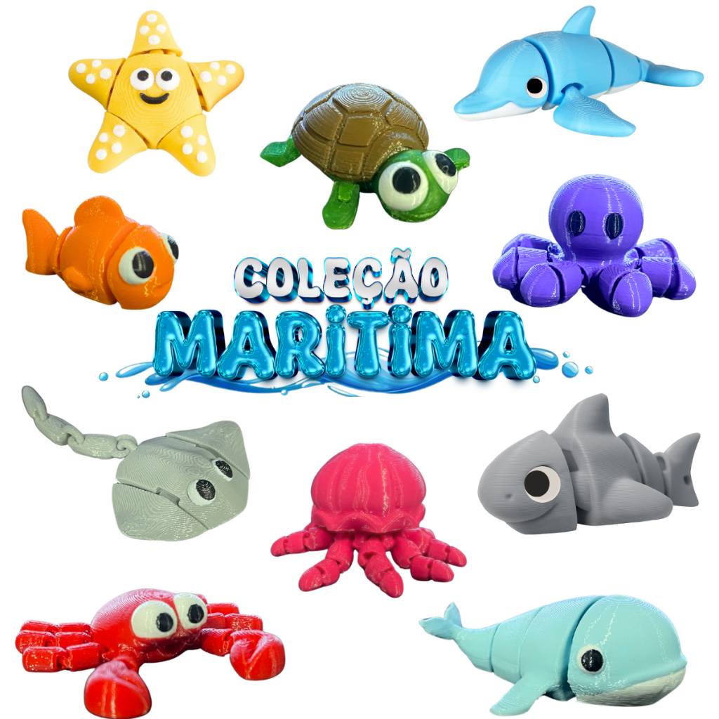 Kit Mini Animais  Flexíveis Bixinhos Articulados Fidget Marinho Mar Oceano gles Verão Praia  Wi em Oferta na Shopee