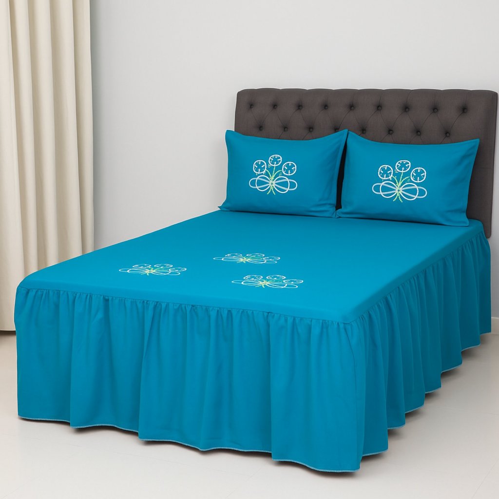 COLCHA CASAL BOX BORDADA 3PÇS OXFORD COM BABADO em Oferta na Shopee