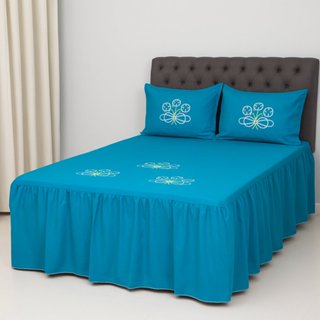 COLCHA CASAL BOX BORDADA 3PÇS OXFORD COM BABADO em Oferta na Shopee