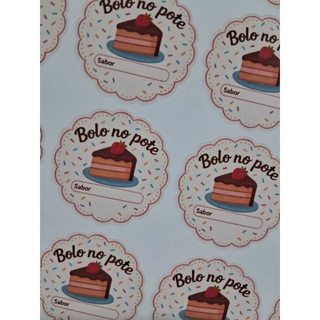 ENVIO IMEDIATO - Adesivo Destacável para Bolo no Pote – Etiqueta bolo de pote - Adesivo - Bolo no pote - Bolo - Festas