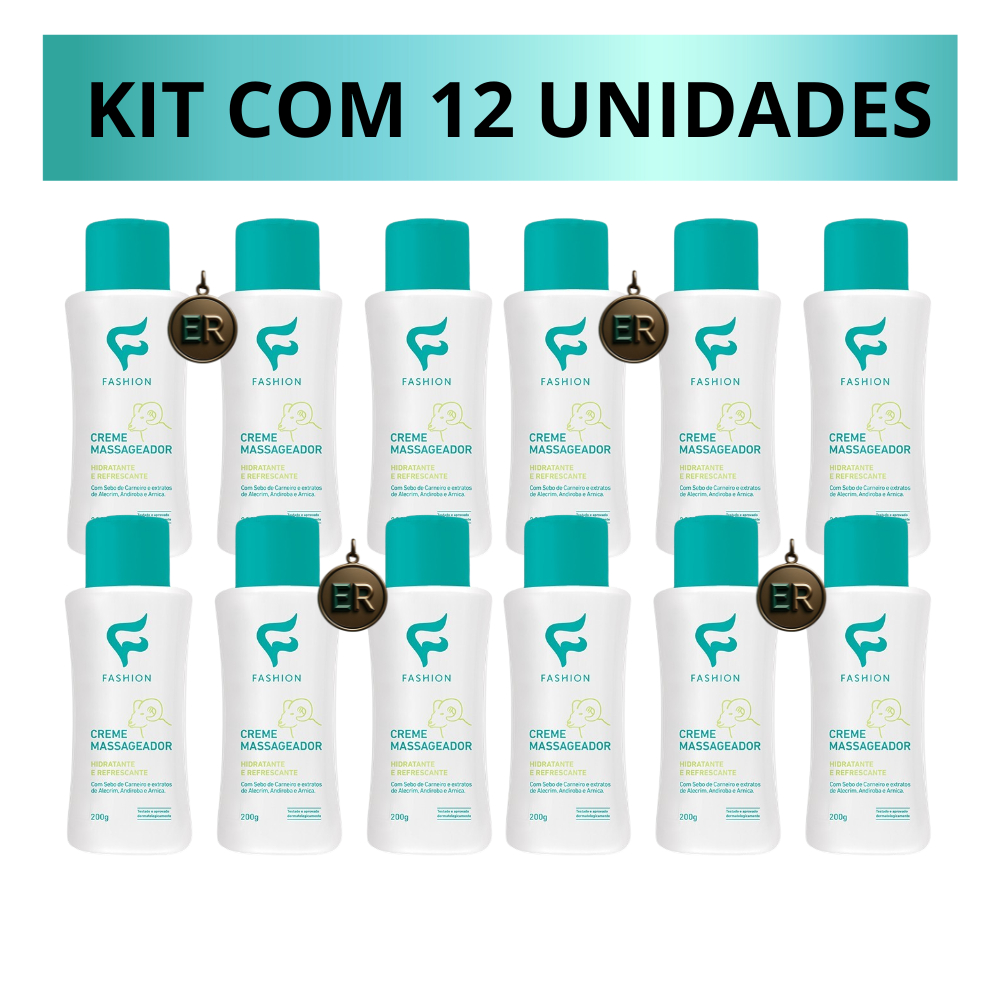 12 Gel Creme Massageador com Sebo de Carneiro Fashion Cosmeticos para todo tipo de dor